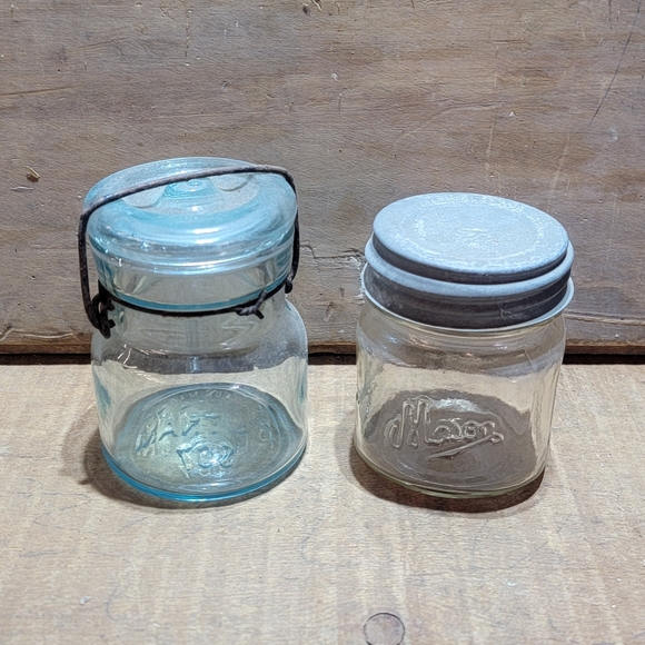 Mason Other - Pair Of Vintage Rare Half Pint Jars - Putnam And Mason 1/2 Pints